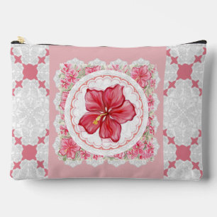 Pochette À Accessoires Hibiscus & dentelle RED
