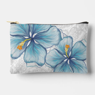 Pochette À Accessoires Hibiscus & dentelle TURQUOISE