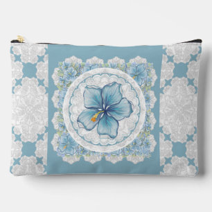 Pochette À Accessoires Hibiscus & dentelle TURQUOISE