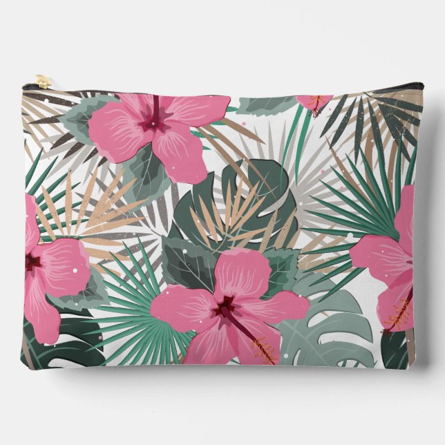 Pochette À Accessoires Hibiscus rose Tropical (Recto)