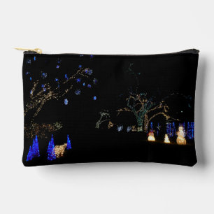 Pochette À Accessoires Hiver Wonderland Lumières Bleu et blanc Vacances