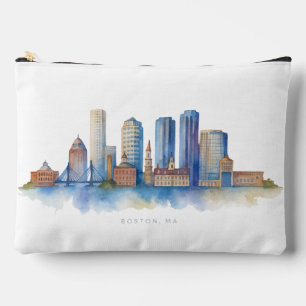 Pochette À Accessoires Horizon de la ville de Boston à l'aquarelle   Mode