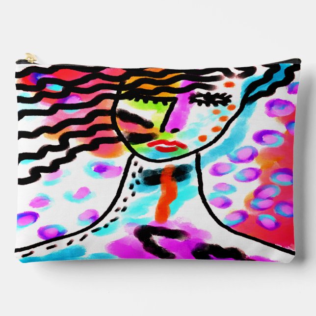 Pochette À Accessoires Hot Mess Portrait numérique Abstrait d'une femme (Recto)