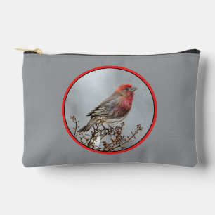 Pochette À Accessoires House Finch in Winter Snow Photo originale
