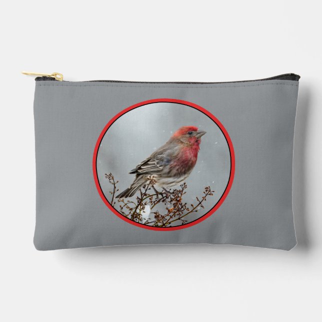 Pochette À Accessoires House Finch in Winter Snow Photo originale (Recto)