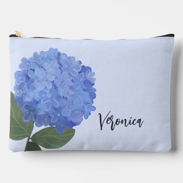 Pochette À Accessoires Hydrangea Floral Blooms Nom personnalisé (Recto)