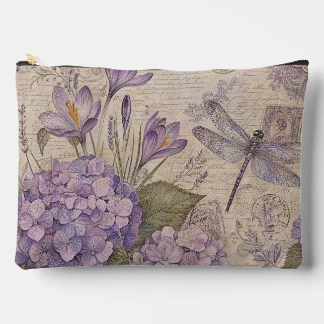 Pochette À Accessoires Hydrangeas Chic Usés Violets (Recto)