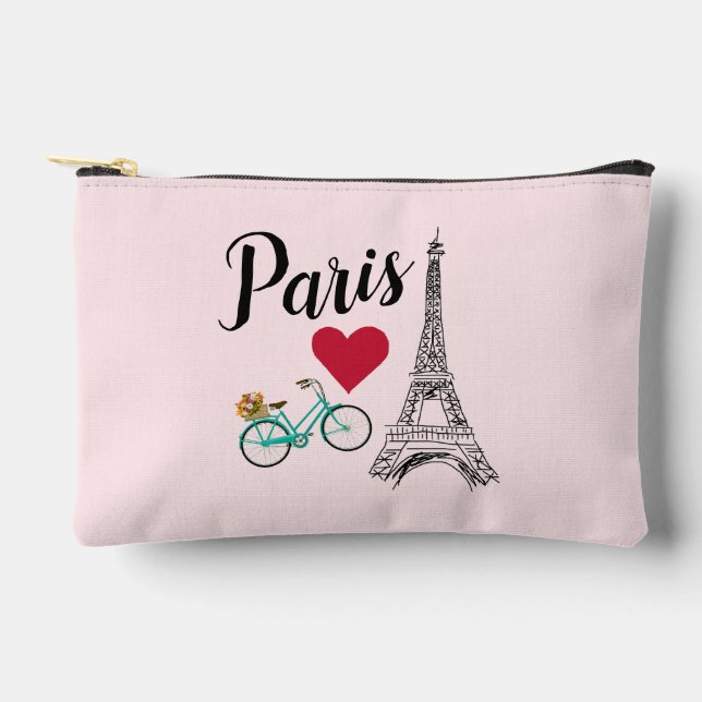 Pochette À Accessoires Illustration d'amour de la Tour Eiffel (Recto)