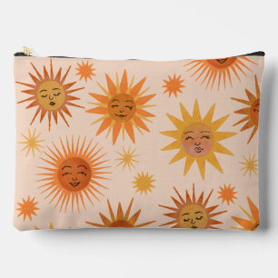 Pochette À Accessoires Illustration de l'aquarelle orange Sun Face