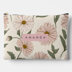 Pochette À Accessoires Illustration personnalisée de marguerite rose déli