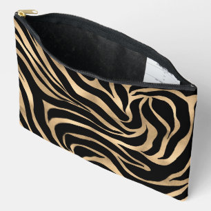 Pochette À Accessoires Impression d'animal élégant métallisé or zèbre noi