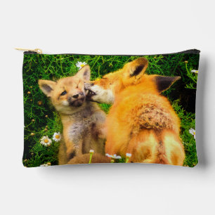 Pochette À Accessoires Impression d'art de la faune avec un baiser de mèr