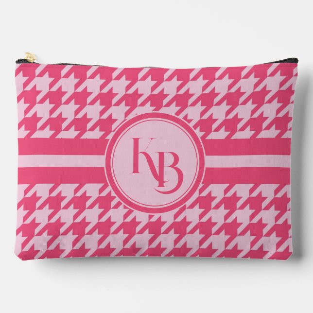 Pochette À Accessoires Initiales de monogramme rose personnalisées (Recto)