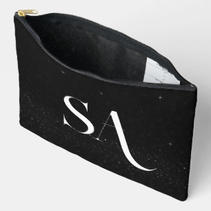 Pochette À Accessoires Initiales de Parties scintillant noire personnalis