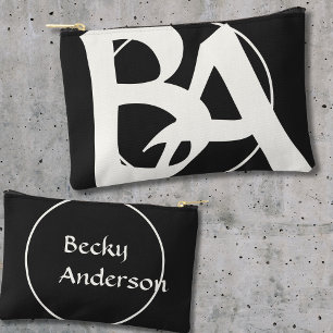 Pochette À Accessoires Initiales surdimensionnées en blanc et noir