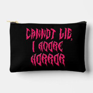 Pochette À Accessoires J'adore l'horreur (Texte Rose)