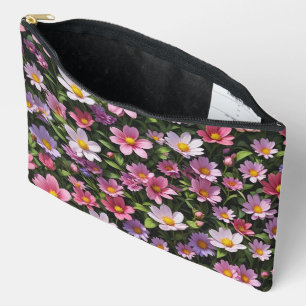 Pochette À Accessoires Jardin à fleurs rose et blanc