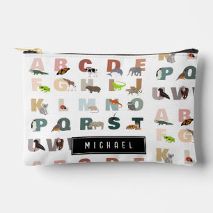 Pochette À Accessoires Joli Alphabet ABC Animaux Nom personnalisé École