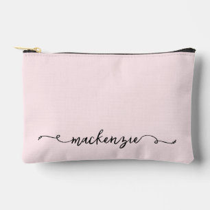Pochette À Accessoires Joli Blush rose blanc Script Typographie Monogramm