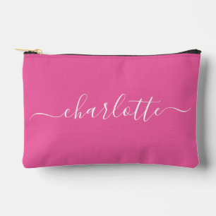 Pochette À Accessoires Joli nom de script tendance personnalisé rose chau