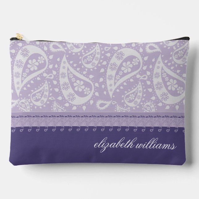 Pochette À Accessoires Joli Paisley Purple et Lilac Personnalisé (Recto)
