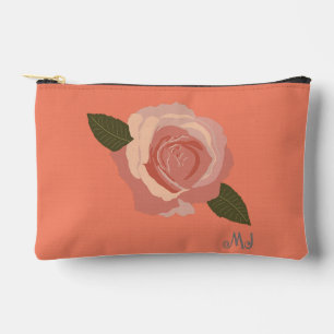 Pochette À Accessoires Jolie rose rose+initiales pêche moderne et élégant