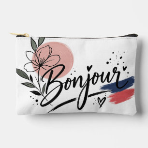 Pochette À Accessoires Jolie typographie florale Bonjour 