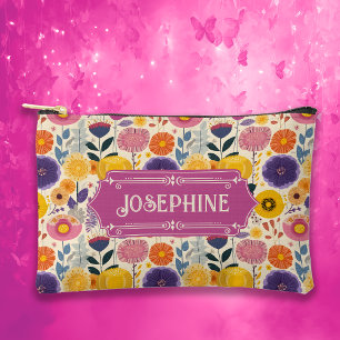 Pochette À Accessoires Joséphine coloré violet et jaune Floral moderne