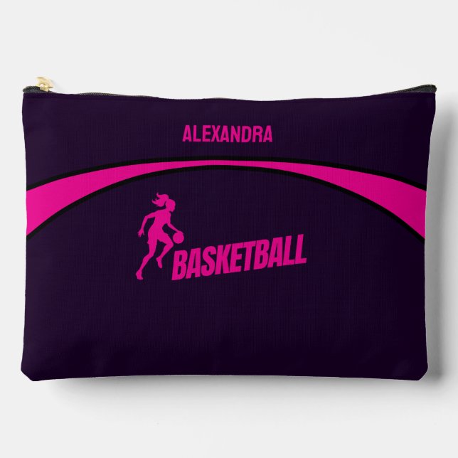 Pochette À Accessoires Joueuse de basket, équipe, cadeau d'anniversaire (Recto)