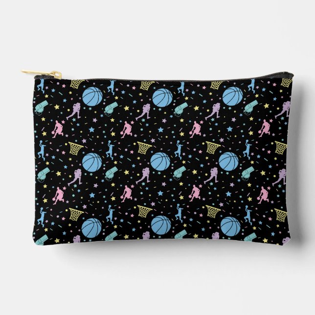 Pochette À Accessoires Joueuses de basket-ball - Motif d'étoiles (Recto)