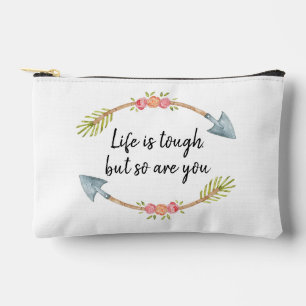 Pochette À Accessoires La vie est dure Aquarelle Fleurie Flèche Rose