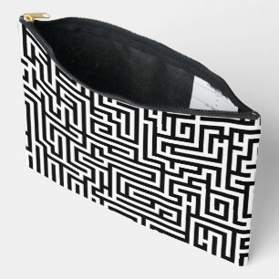 Pochette À Accessoires Labyrinthe en noir et blanc
