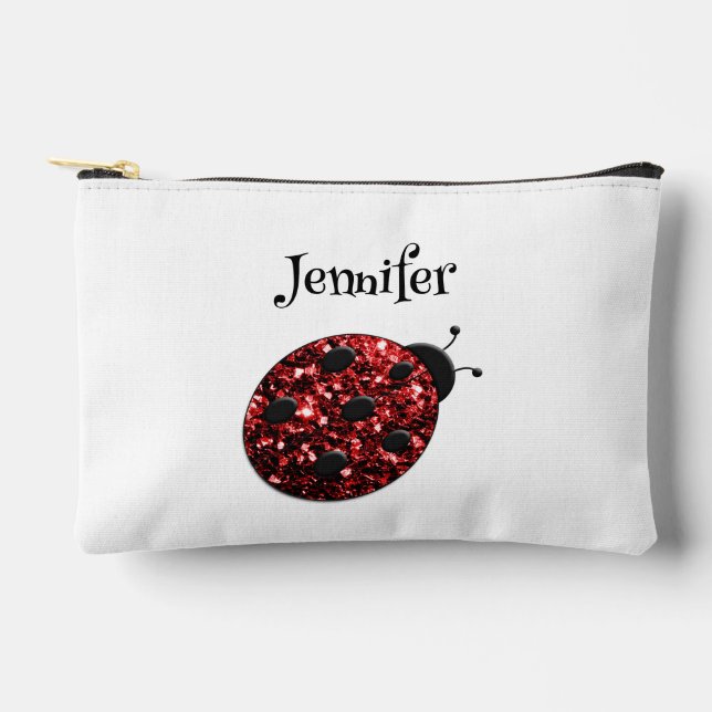 Pochette À Accessoires Ladybug scintille rouge motif blanc nom personnali (Recto)