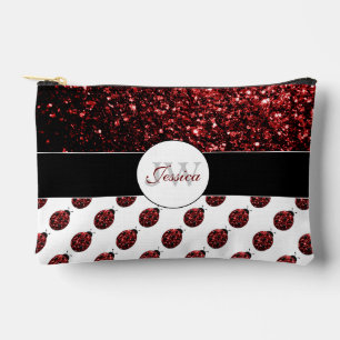 Pochette À Accessoires Ladybug scintille rouge motif blanc personnalisé M
