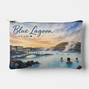 Pochette À Accessoires Lagon bleu Islande bain thermal aquarelle