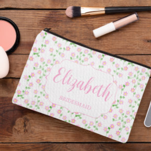 Pochette À Accessoires L'amour est en fleurs Fête de mariage floral rose