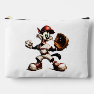 Pochette À Accessoires Lanceur de baseball Goofy Cat se prépare