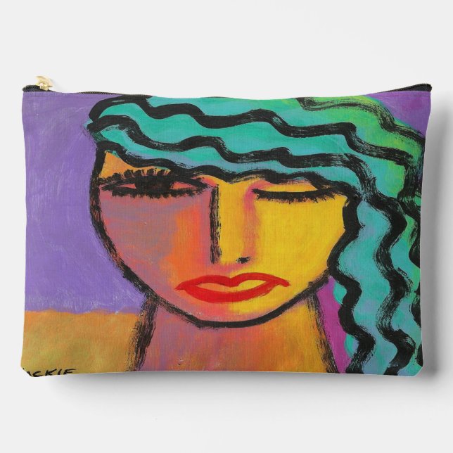 Pochette À Accessoires L'art Abstrait des cheveux turquoise (Recto)