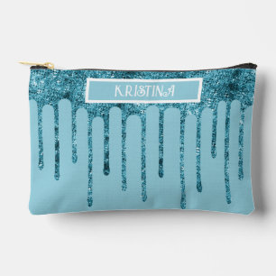 Pochette À Accessoires Lecteurs de Parties scintillant bleu turquoise sur