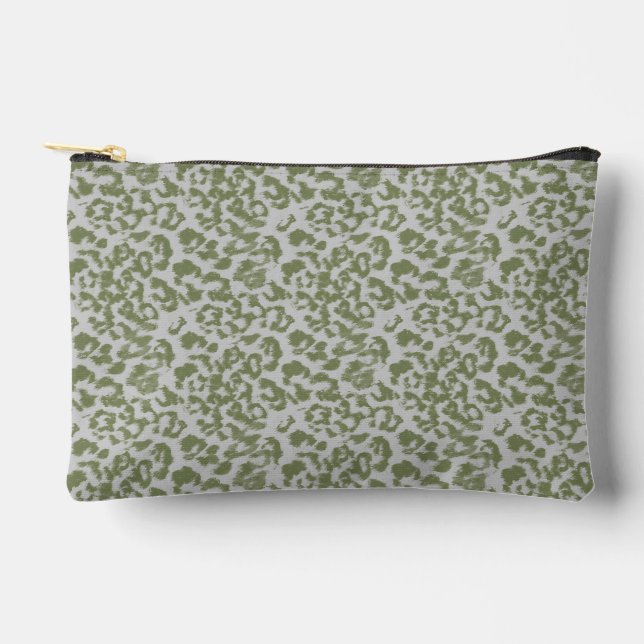 Pochette À Accessoires Léopard tacheté gris olive (Recto)