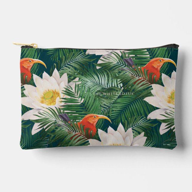 Pochette À Accessoires Les Blancs Lotus Tropical Birds & Lotus Motif (Recto)