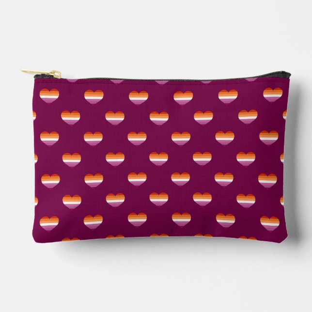 Pochette À Accessoires Lesbian Pride Flag Hearts Motif Pride 2024 (Recto)