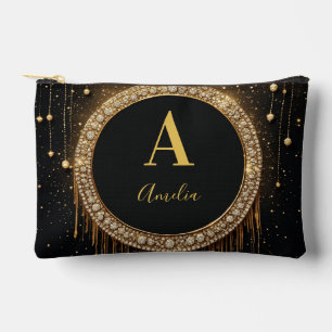 Pochette À Accessoires Lettre de monogramme personnalisée avec paillettes
