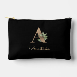 Pochette À Accessoires LETTRE D'OR MONOGRAPHIQUE BOtanique Élégante A
