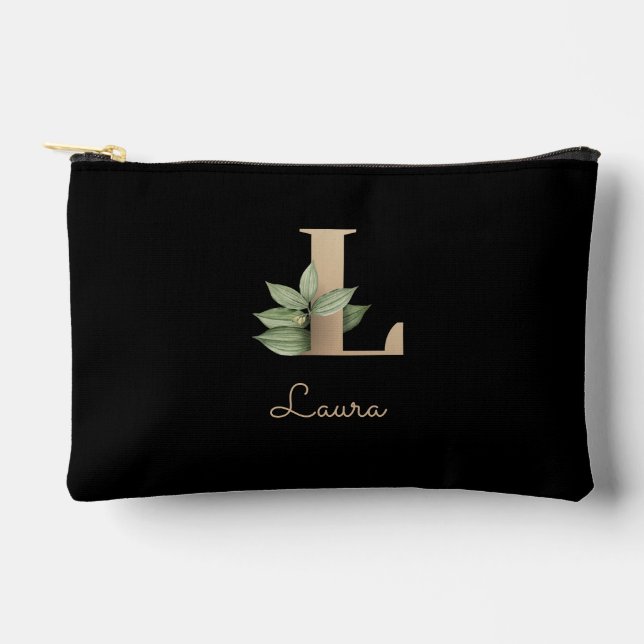 Pochette À Accessoires LETTRE D'OR MONOGRAPHIQUE BOtanique Élégante L (Recto)