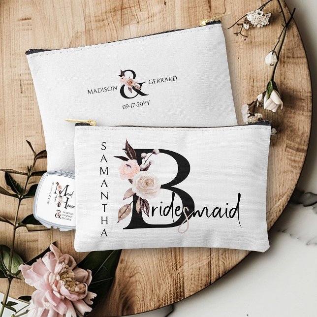 Pochette À Accessoires LETTRE FLEURIE BRIDEMaid BOHO Floral Personnalisé (Bridal party gift to personalize for your bridesmaid)