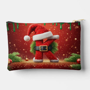 Pochette À Accessoires Lettre K de Santa avec couronne de pin Éclairage d