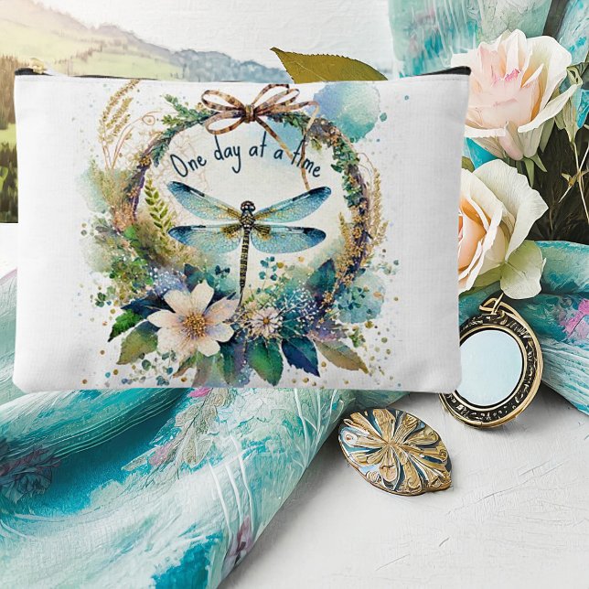 Pochette À Accessoires libellule florale Un jour à la fois (Créateur téléchargé)