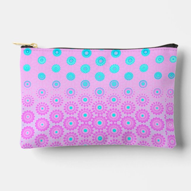 Pochette À Accessoires Lilac, bleu ciel et fleurs roses (Recto)