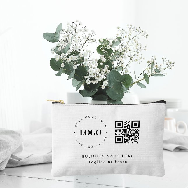 Pochette À Accessoires Logo de l'entreprise personnalisée Code QR Minimal (Créateur téléchargé)